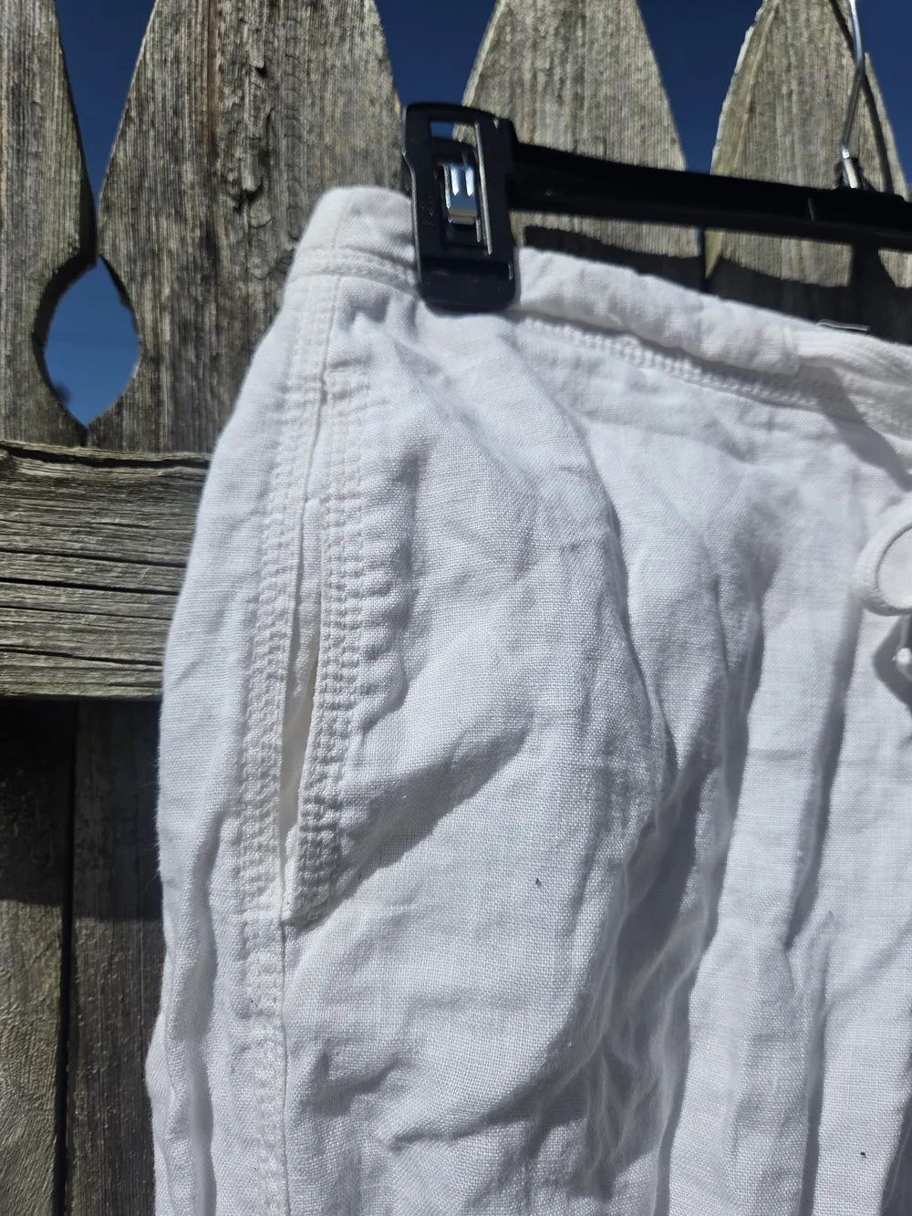 H&M Divided White Drawstring Linen Blend Women's Pants